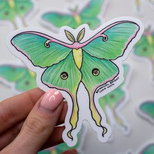 Luna Moth Waterproof Vinyl Sticker