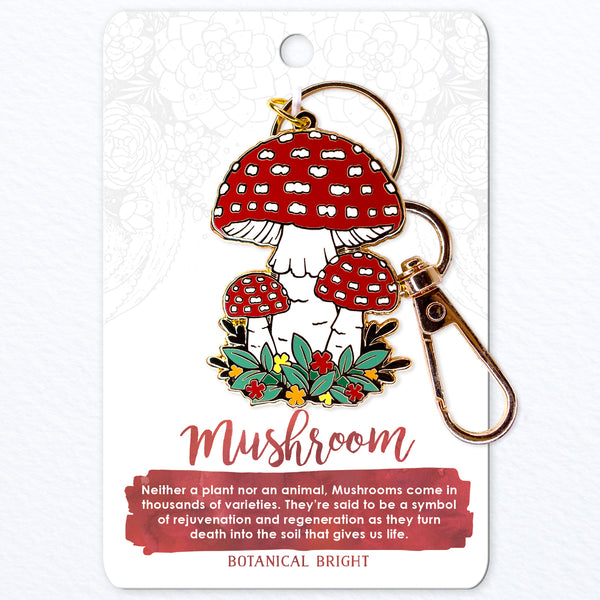 Mushroom Enamel Keychain