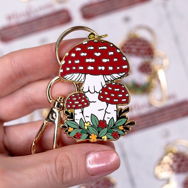 Mushroom Enamel Keychain