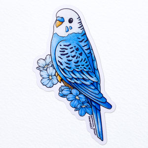Blue Parakeet Waterproof Vinyl Sticker