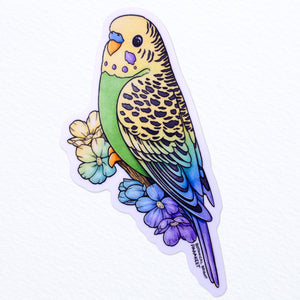 Green Parakeet Waterproof Vinyl Sticker