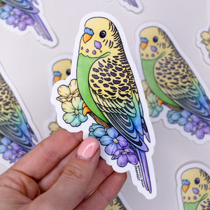 Green Parakeet Waterproof Vinyl Sticker
