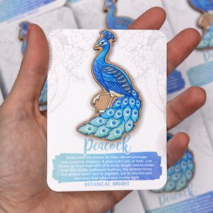 Peacock Wood Pin
