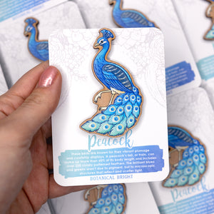 Peacock Wood Pin