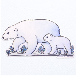 Polar Bear with Cub Waterproof Sticker