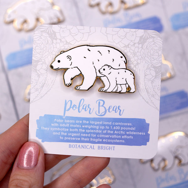 Polar Bear with Cub Enamel Pin