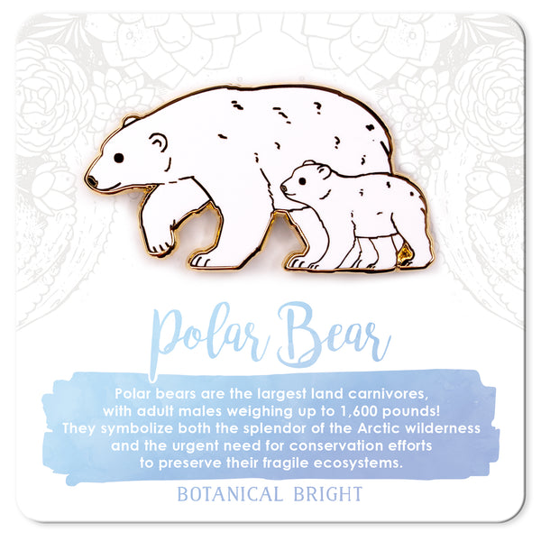 Polar Bear with Cub Enamel Pin