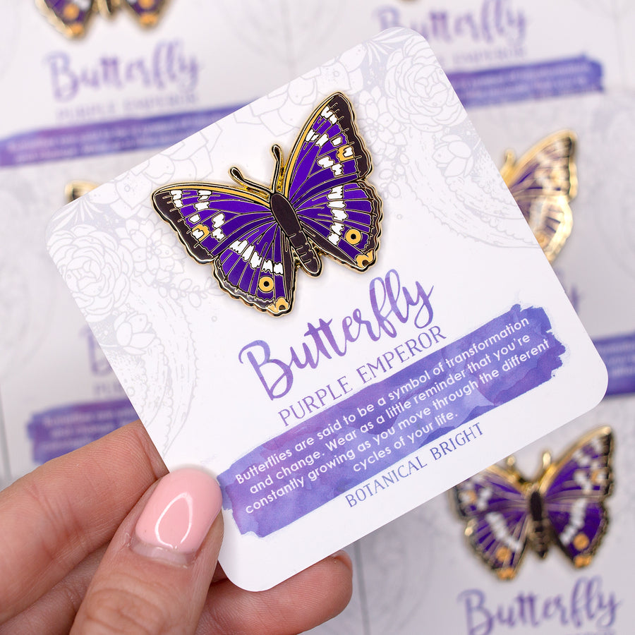 Purple Emperor Butterfly Enamel Pin