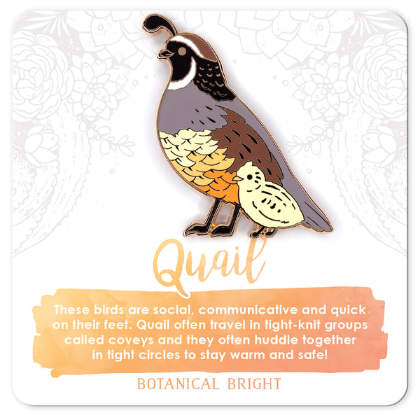 Quail and Chick Enamel Pin