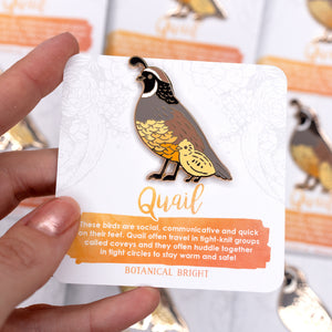 Quail and Chick Enamel Pin