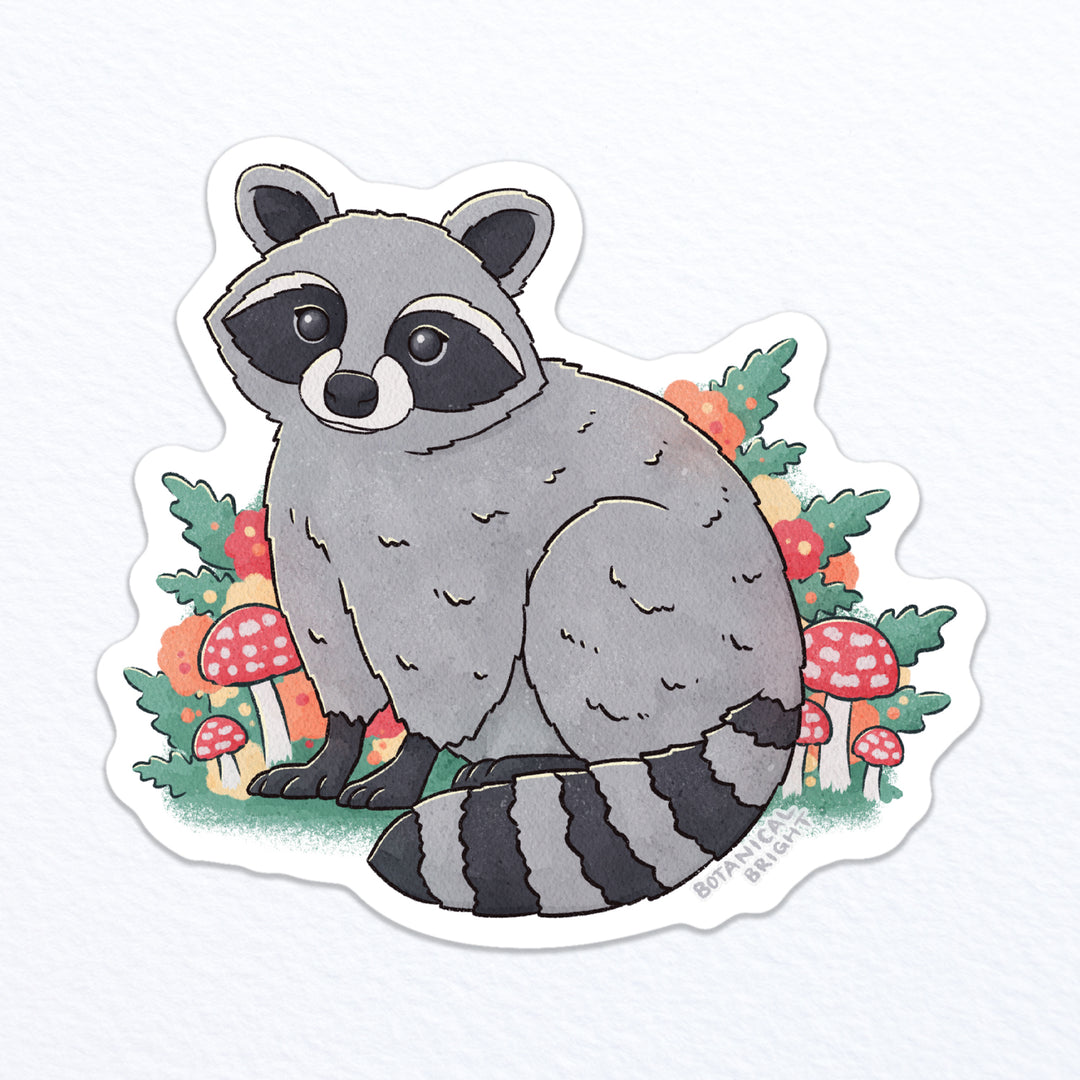 Raccoon Waterproof Vinyl Sticker – Botanical Bright