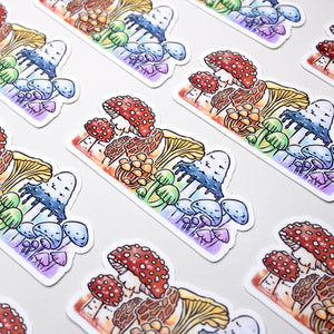 Rainbow Mushroom Waterproof Vinyl Sticker