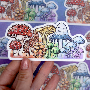 Rainbow Mushroom Waterproof Vinyl Sticker