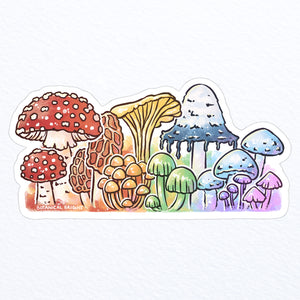 Rainbow Mushroom Waterproof Vinyl Sticker