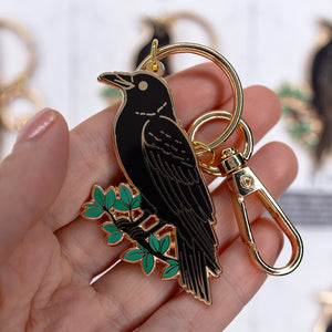 Raven Enamel Keychain