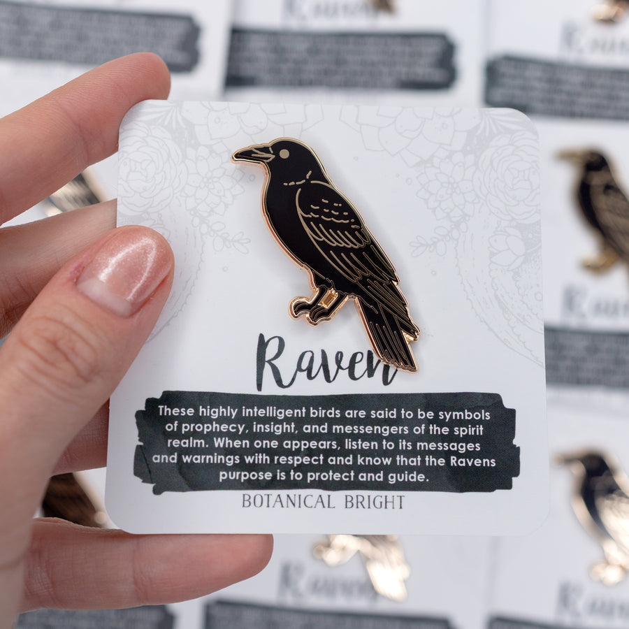 Raven Enamel Pin – Botanical Bright