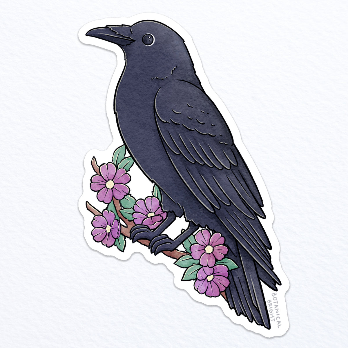 Raven Waterproof Vinyl Sticker – Botanical Bright