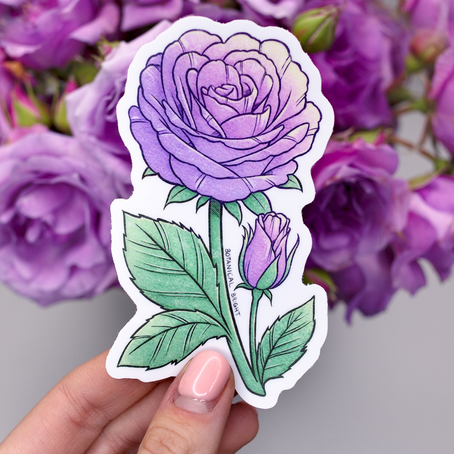 Rose Waterproof Vinyl Sticker – Botanical Bright
