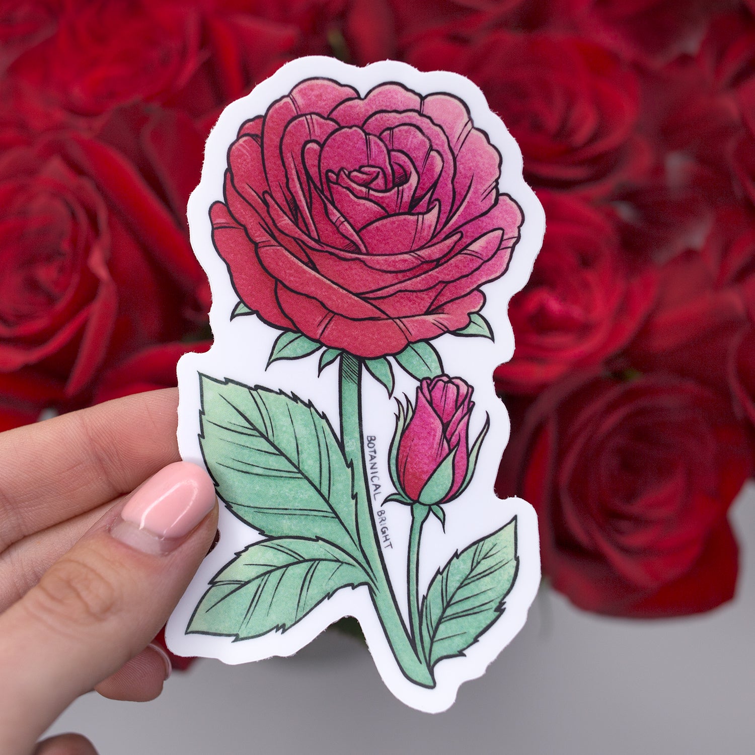 Rose Waterproof Vinyl Sticker – Botanical Bright