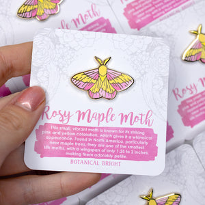 Rosy Maple Moth Enamel Pin