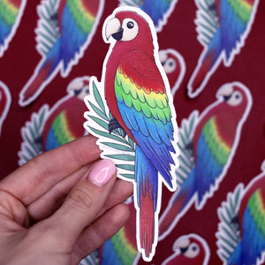 Scarlet Macaw Waterproof Vinyl Sticker