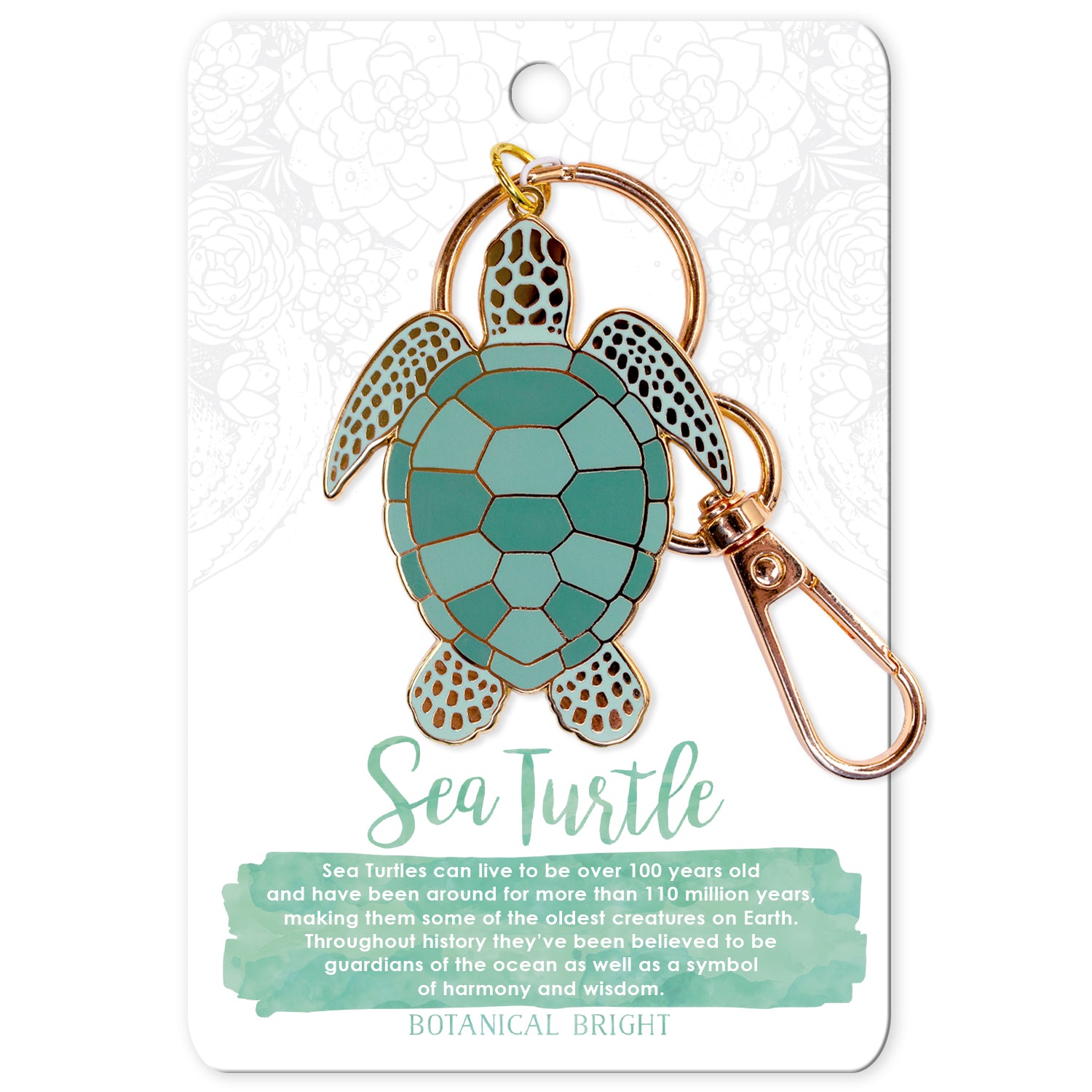 Sea Turtle Enamel Keychain – Botanical Bright