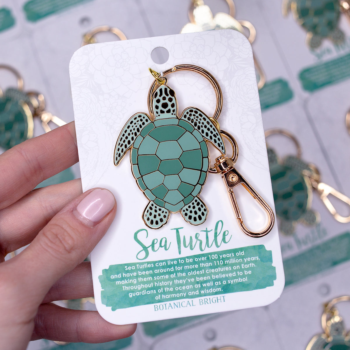 Sea Turtle Enamel Keychain – Botanical Bright