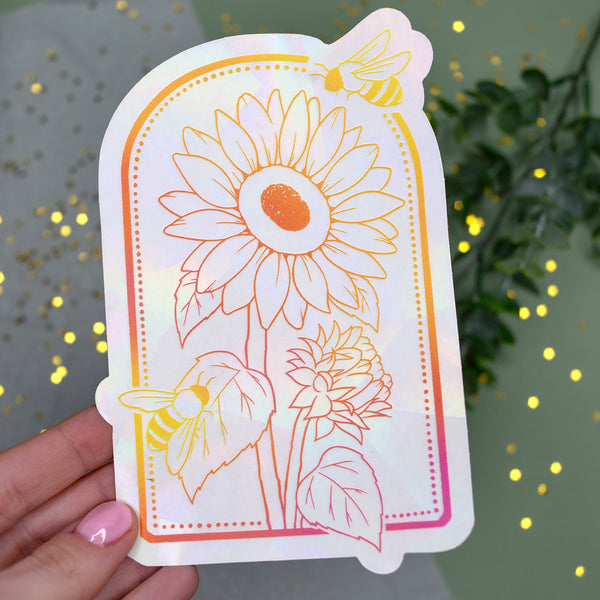 Sunflower and Bee Sun Catcher Rainbow Maker Window Sticker