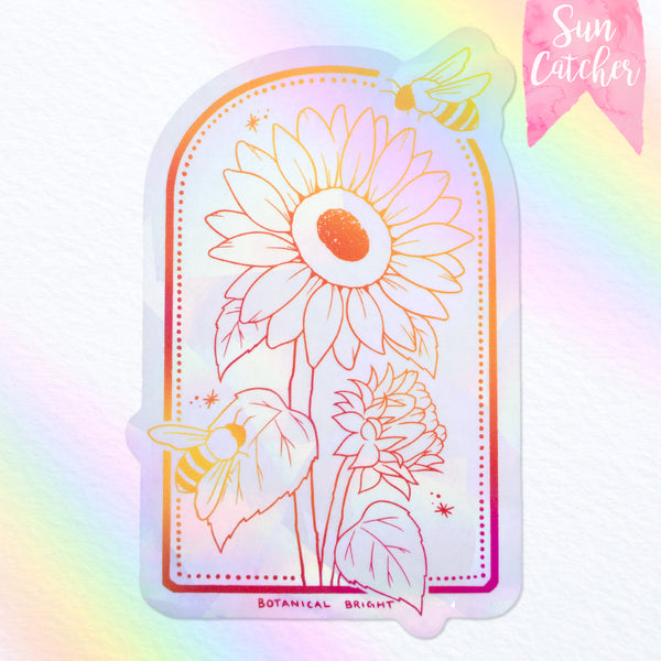 Sunflower and Bee Sun Catcher Rainbow Maker Window Sticker