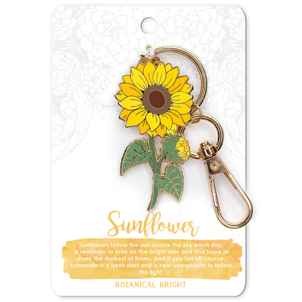 Sunflower Enamel Keychain