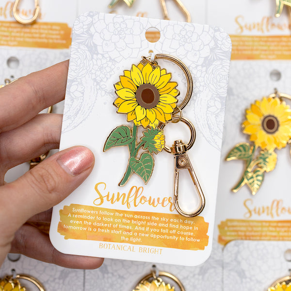Sunflower Enamel Keychain
