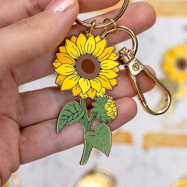 Sunflower Enamel Keychain