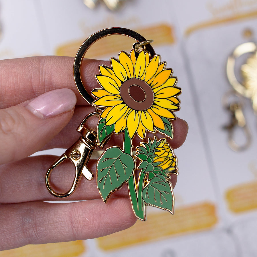 Sunflower Enamel Keychain