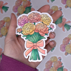 Ranunculus Flower Bunch Waterproof Vinyl Sticker