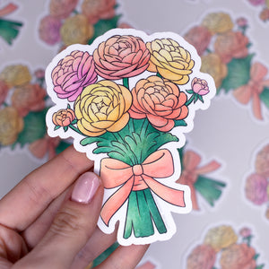 Ranunculus Flower Bunch Waterproof Vinyl Sticker