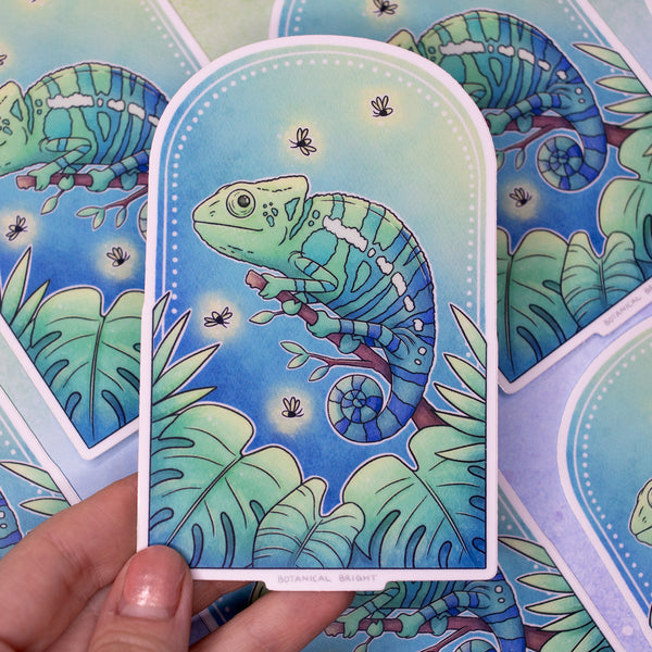 Chameleon and Firefly Painting Waterproof Vinyl Sticker