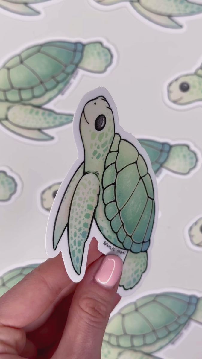 Sea Turtle Waterproof Vinyl Sticker – Botanical Bright - Add a Little ...