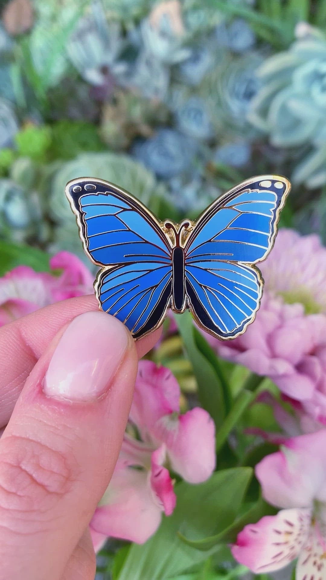 Blue Morpho Butterfly Enamel Pin – Botanical Bright