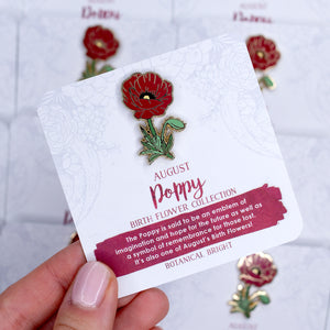 Red Poppy Enamel Pin – Botanical Bright - Add a Little Beauty to Your ...