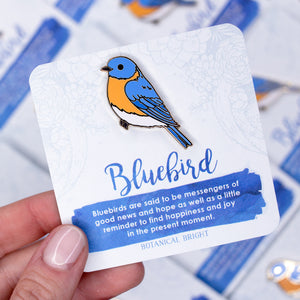 Bluebird Enamel Pin – Botanical Bright - Add a Little Beauty to Your ...