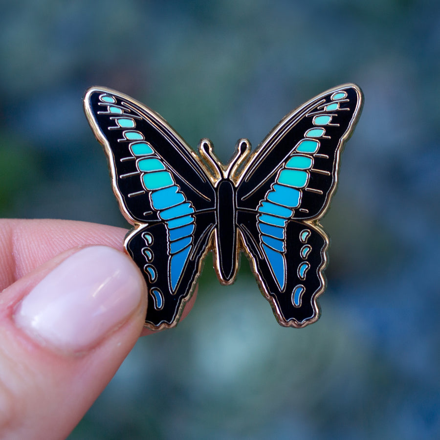 Bluebottle Butterfly Enamel Pin
