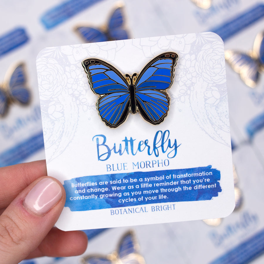 Blue Morpho Butterfly Enamel Pin