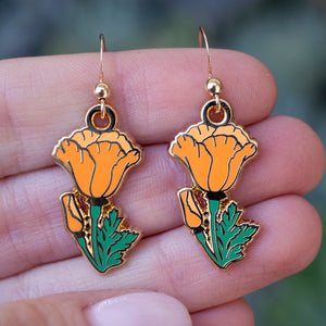 California Poppy Earrings