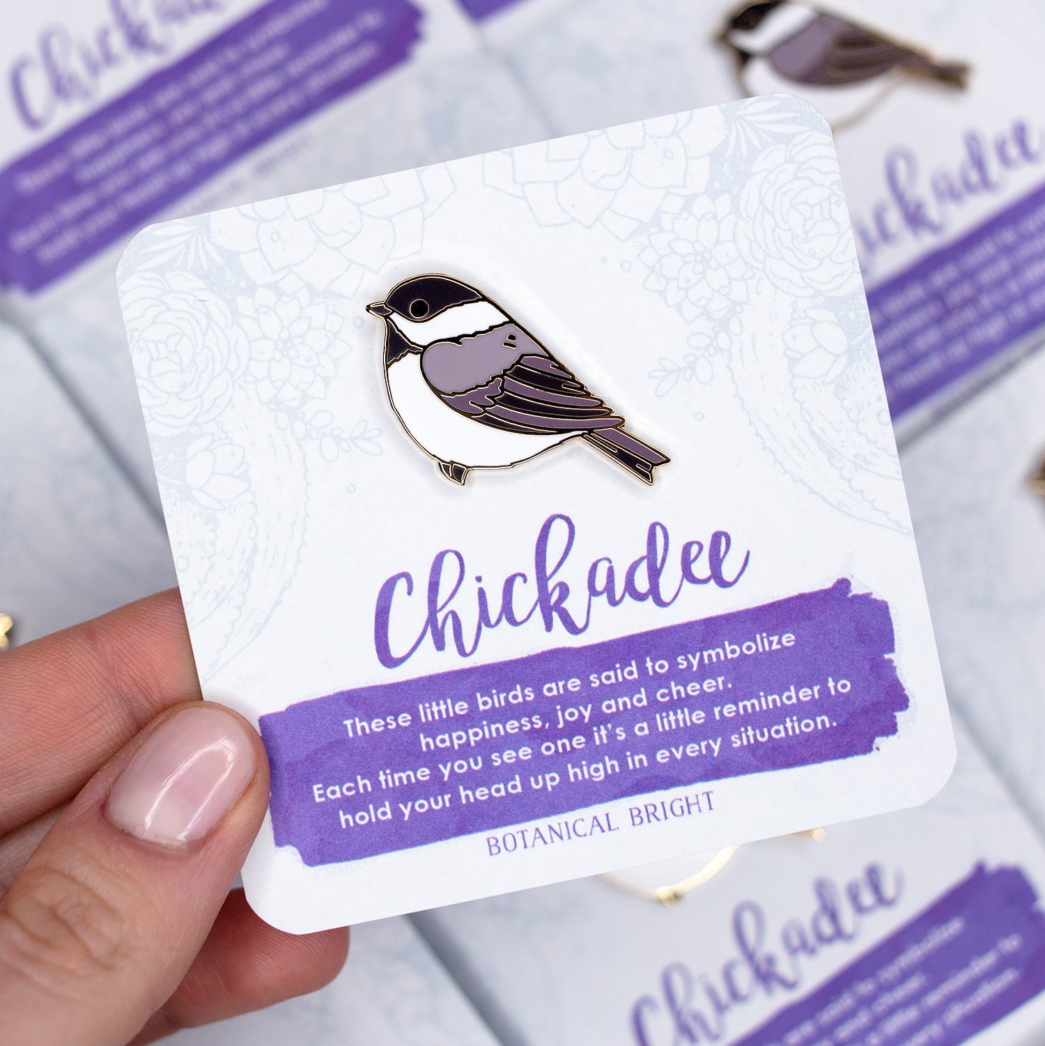 Chickadee Enamel Pin – Botanical Bright - Add a Little Beauty to Your ...