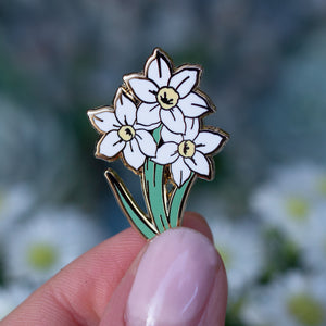Paperwhite Narcissus Enamel Pin