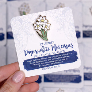 Paperwhite Narcissus Enamel Pin – Botanical Bright - Add a Little ...