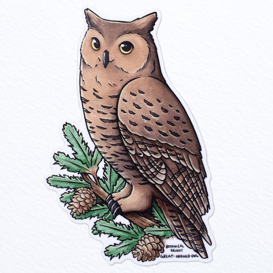 Great Horned Owl Waterproof Sticker