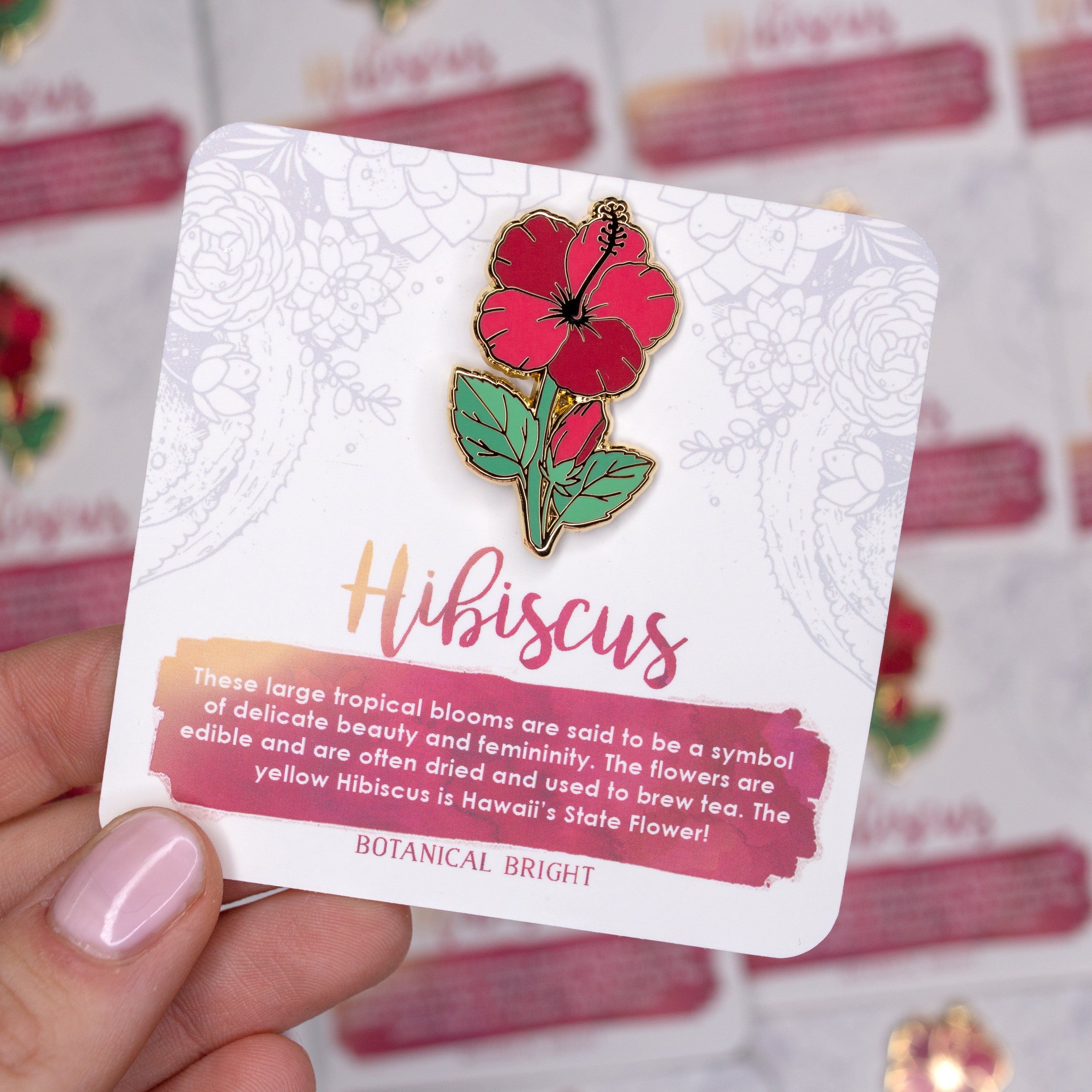 Hibiscus Enamel Pin – Botanical Bright - Add a Little Beauty to Your ...
