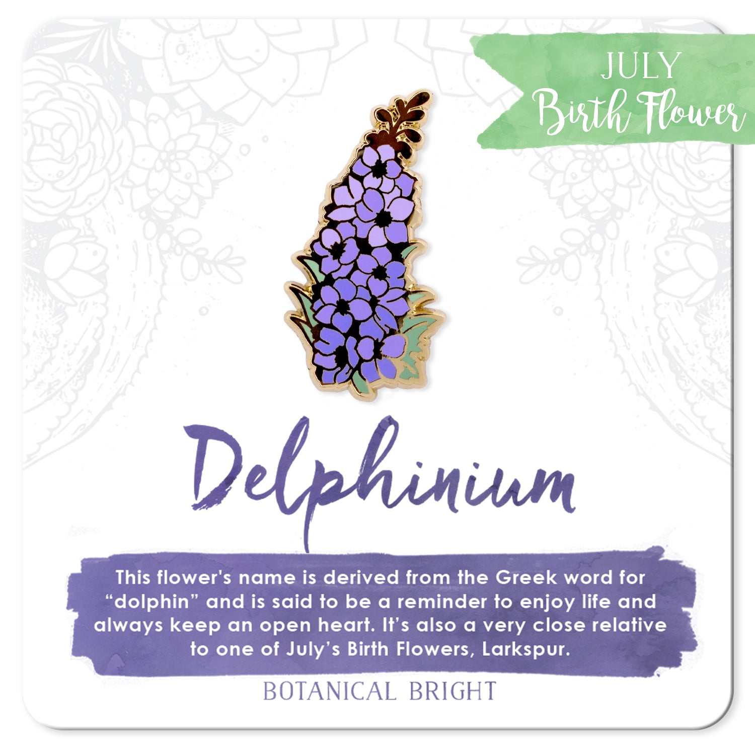 Delphinium Enamel Pin – Botanical Bright - Add a Little Beauty to Your ...