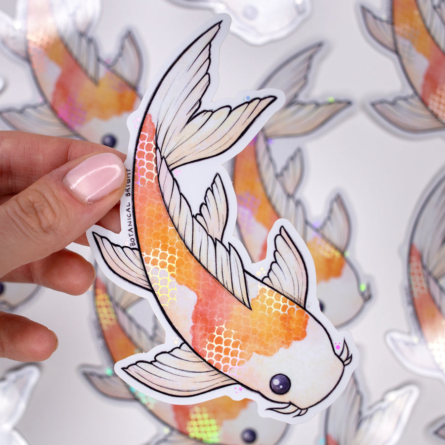 Koi Fish Sticker with Holographic Details